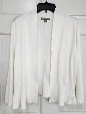 Jessica London White Open-Front Cardigan Sweater